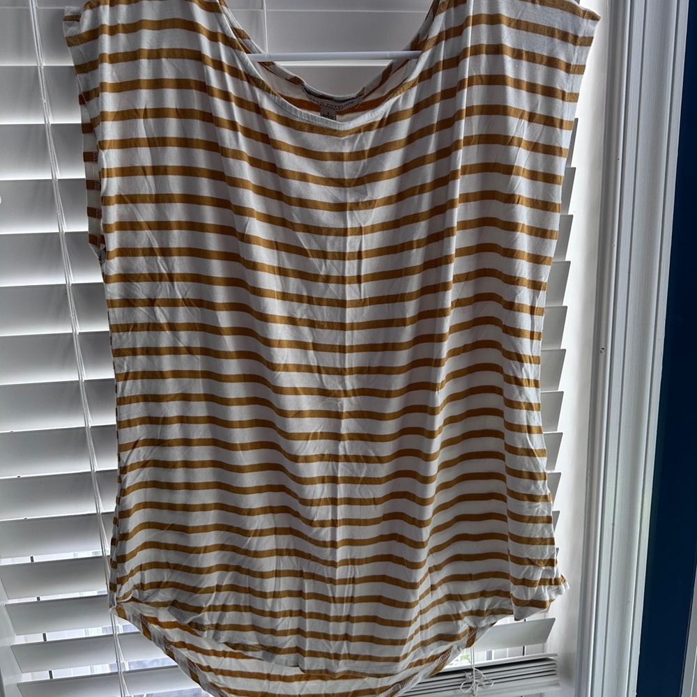 Striped Women's Top - Brown and White